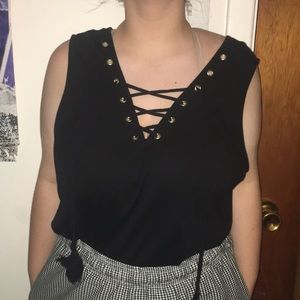 Torrid-Black cross top play suit